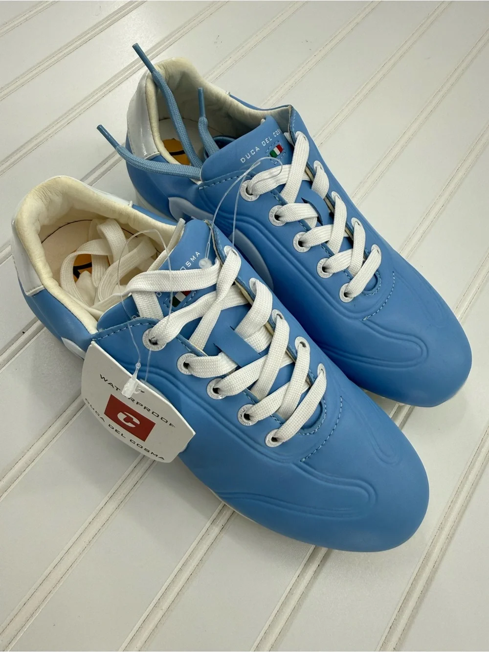 NWT DUCA DEL COSMA Queenscup Women's Spikeless Golf Shoes Baby Blue White Size 7 - Picture 3 of 15